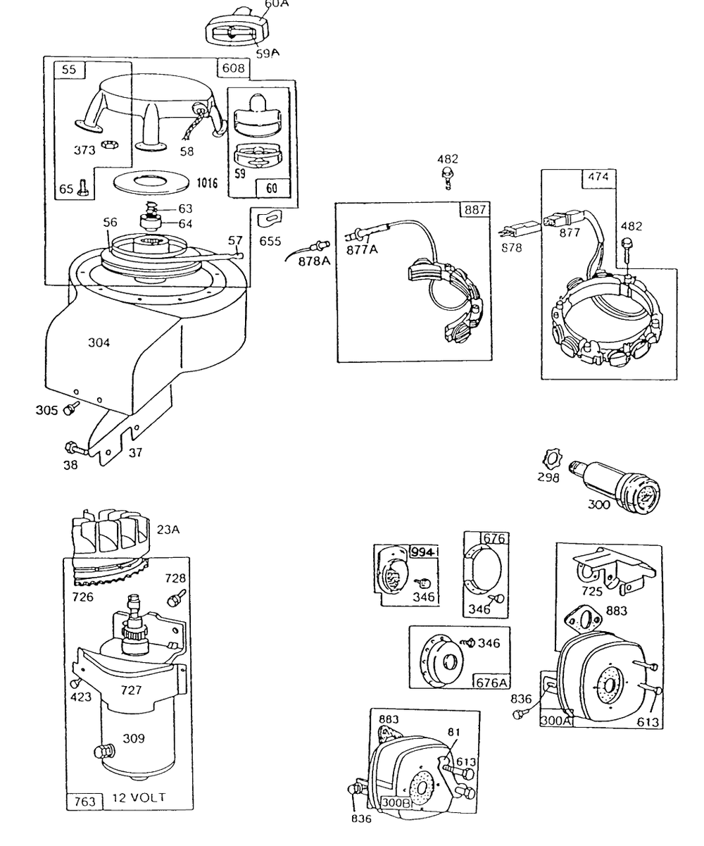 Blower Hsg,rewind,muffler Diagram and Parts List for 170702-4002-XX  Briggs and Stratton Engine